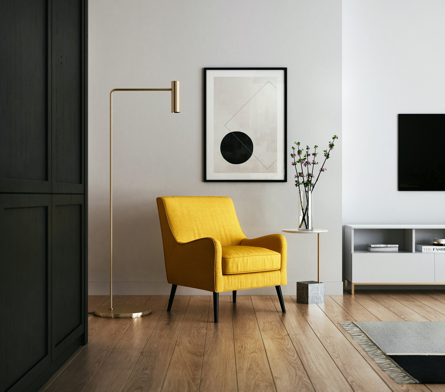 Hochwertig eingerichteter, heller Wohnraum mit klarer Gestaltung — S&K Living